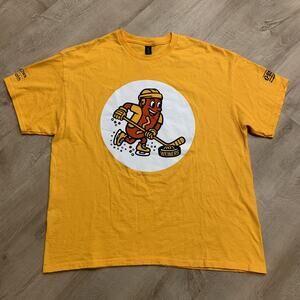 AHL Providence Bruins Hot Weiners T-Shirt Mens XL Yellow Minor League Hockey SGA